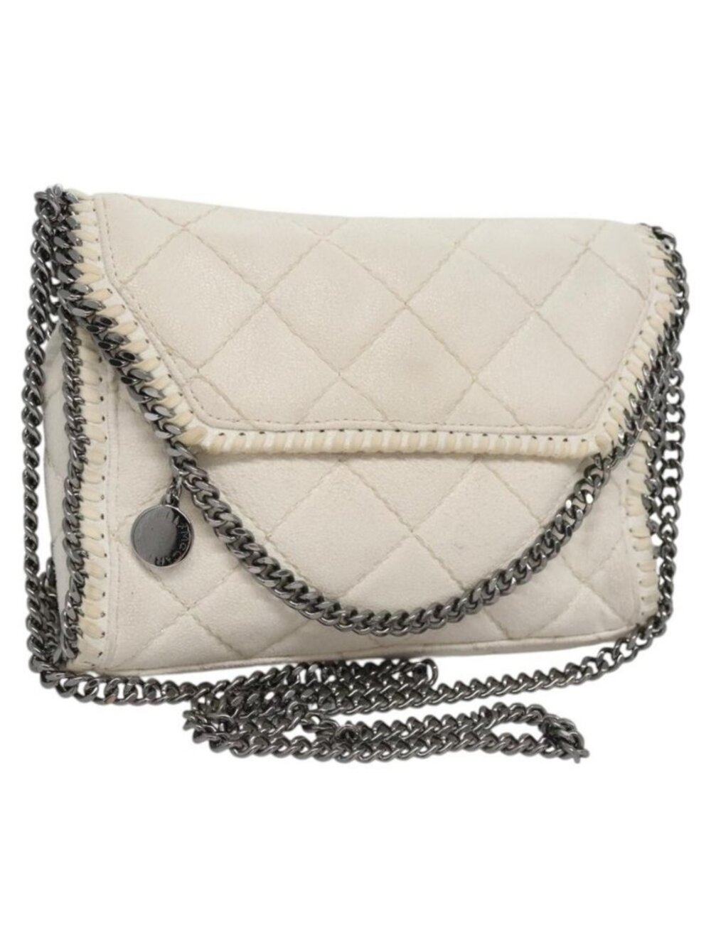 Authentic Stella MacCartney Chain Shoulder Bag Suede White